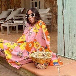 Zara Printed Shirt with Kimono Sleeves, Large